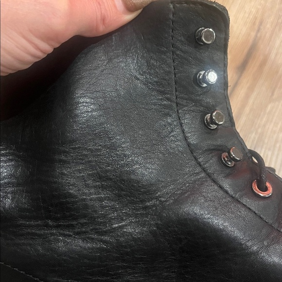 DR. MARTENS HADLEY ALL BLACK 8-Tie PEBBLED LEATHER BOOTS Men’s NWOB - Picture 12 of 13